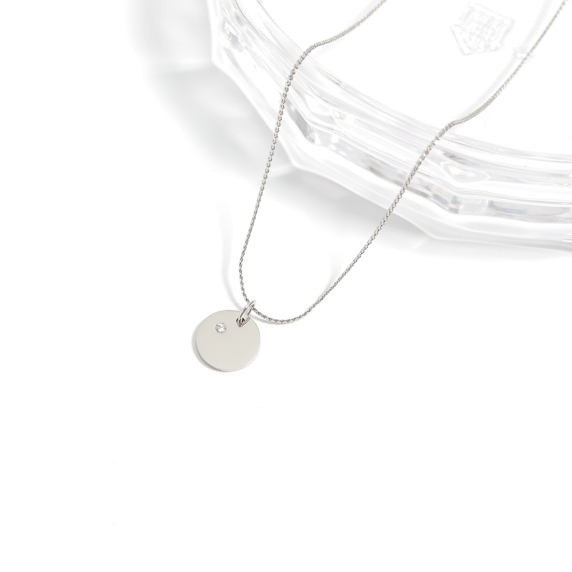 Stainless Steel 1/2 CZ Birthstone Blank Circle Pendant / SBB0109、mySite、dreamappss