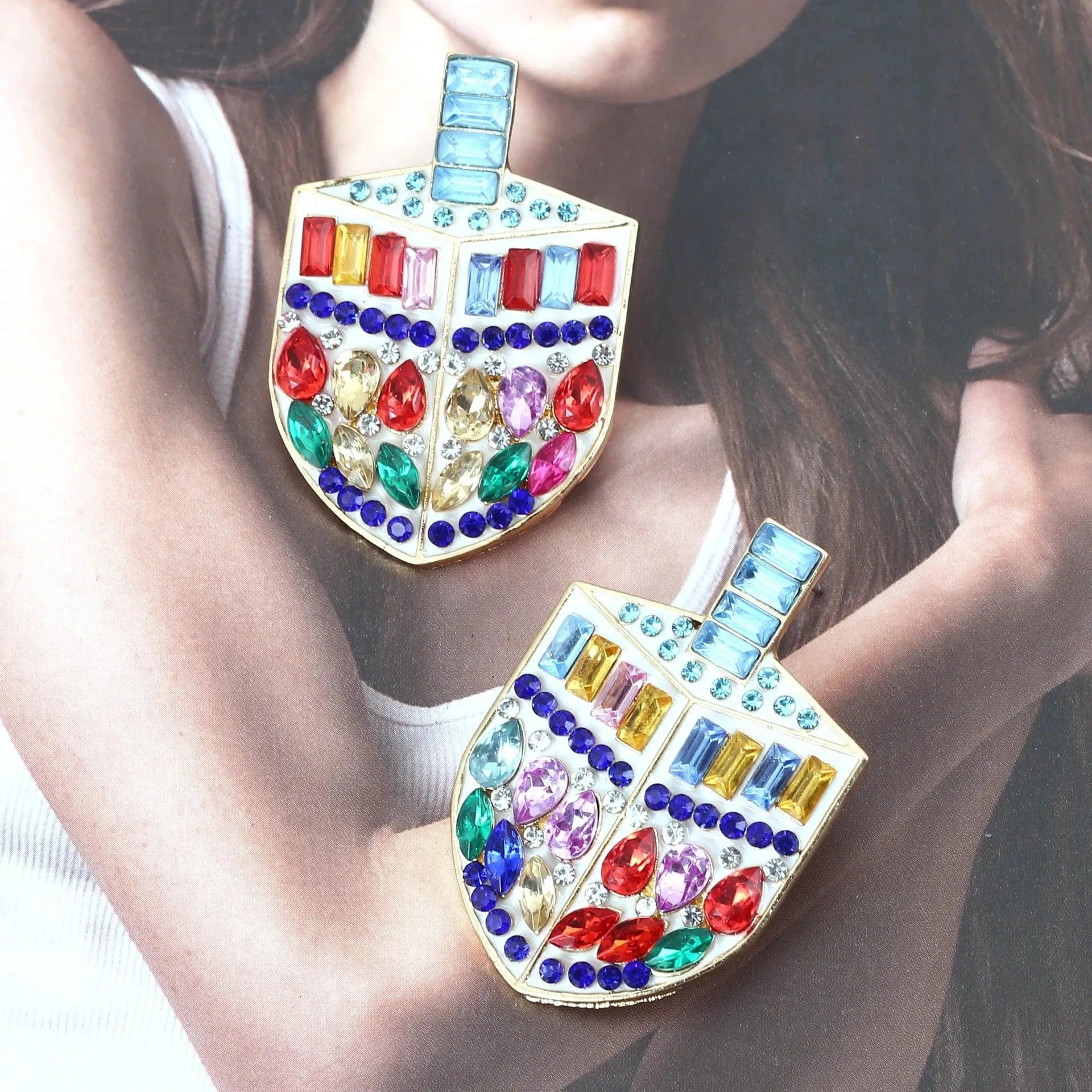 Colorful Cystal Dreidel Earrings、mySite、topwebapps