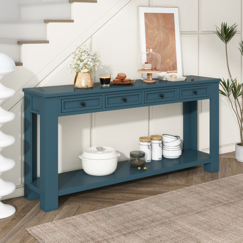 TREXM Console Table/Sofa Table with Storage Drawers and Bottom Shelf for Entryway Hallway(Espresso)、、casual