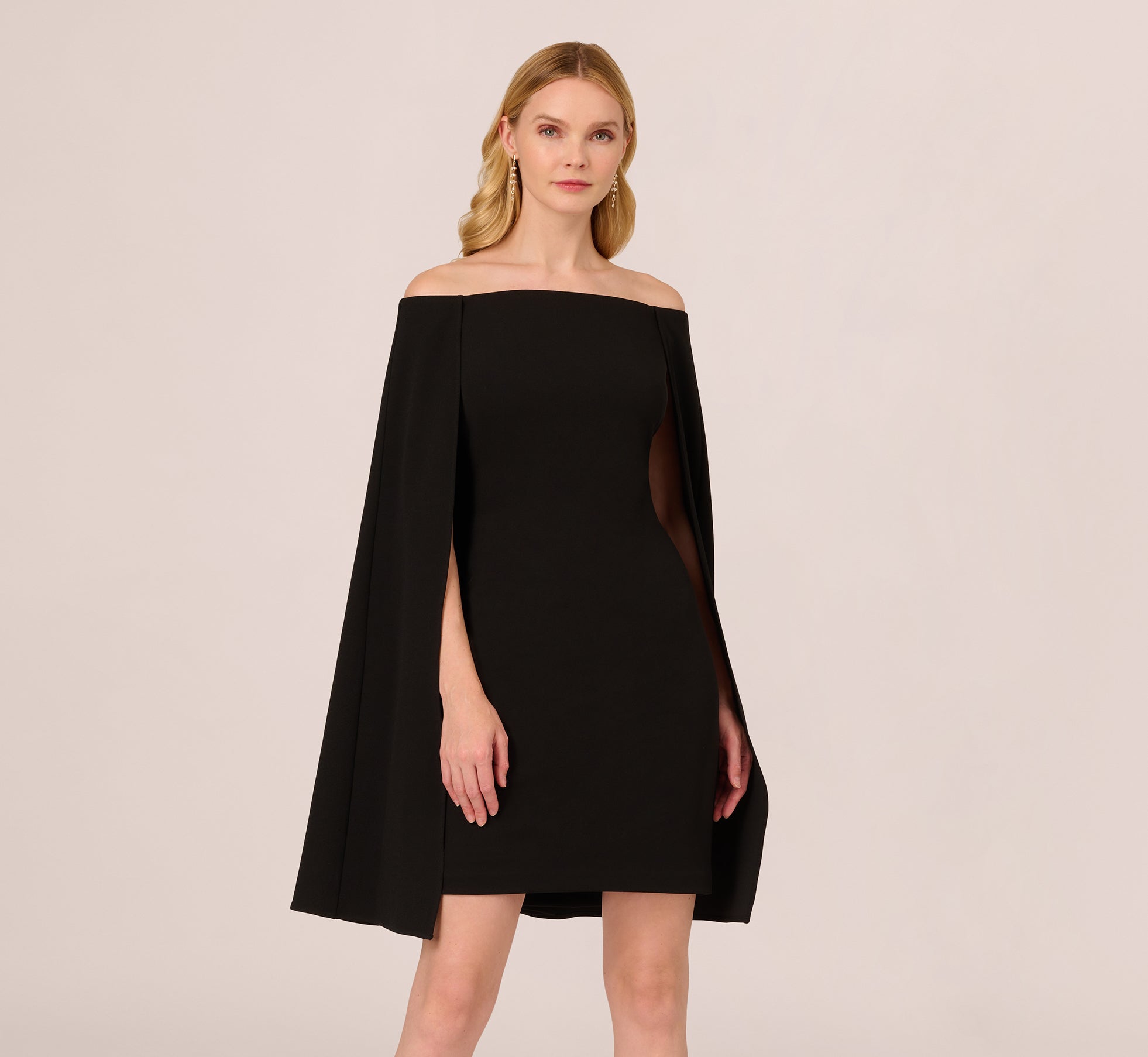 Off The Shoulder Cape Dress In Black、mySite、solidvoid