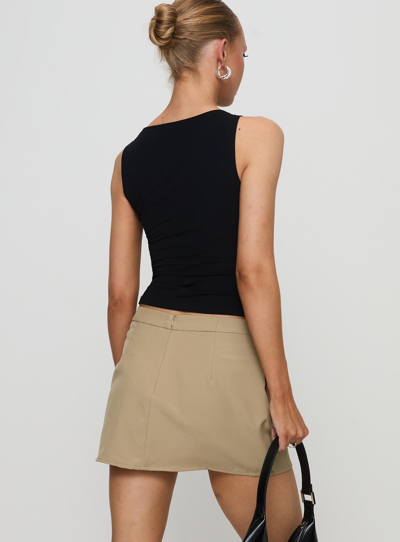 Hosier Twill Mini Skirt Taupe、mySite、solidvoid