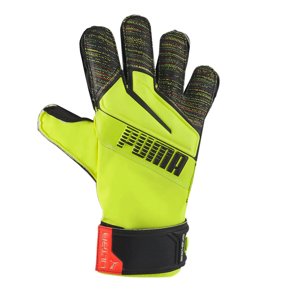 PUMA Kids Ultra Protect 3 RC Fingersave Goalkeeper Gloves Yellow/Black、mySite、noshort