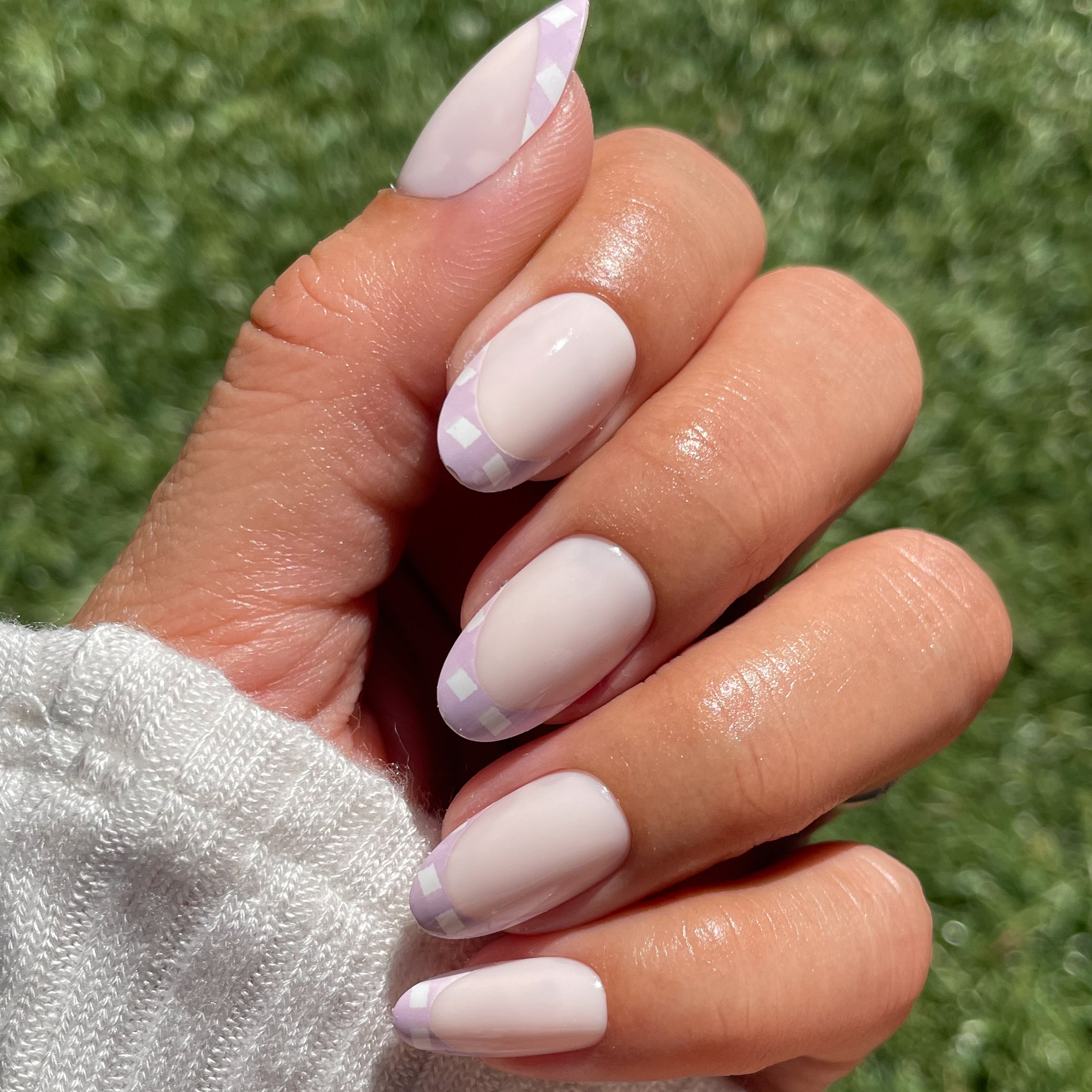 Gingham French - Press-On | Medium | Oval、mySite、solidvoid