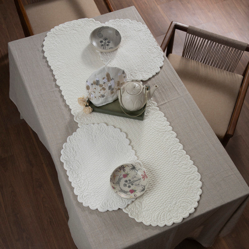 Cotton Dining Mat Set | Table Runner & Placemats | Ivory | Set of 7、mySite、camillekostekn