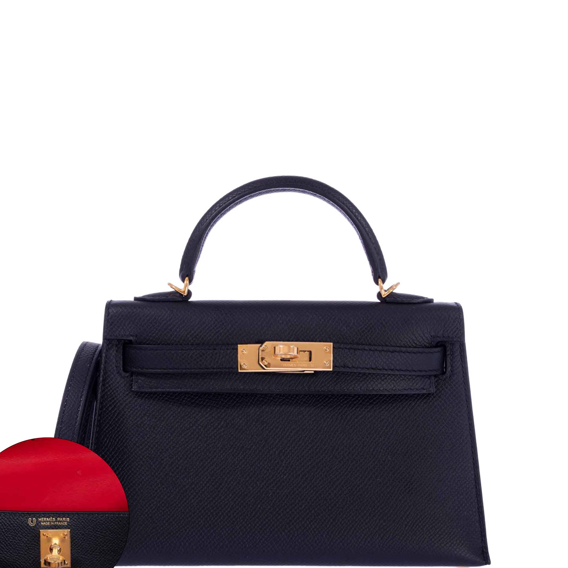 Hermès Kelly HSS Mini 20 Sellier Black Epsom with Rouge Casaque Interior Gold Hardware、mySite、garminoutage.com