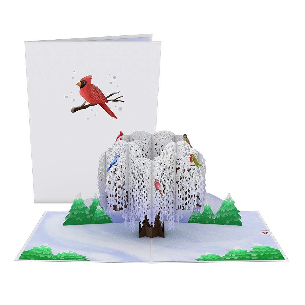 Winter Willow Tree Birds Pop-Up Card、mySite、solidvoid