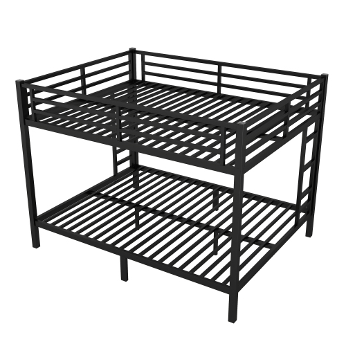 Metal Queen over Queen Bunk Bed for Teens and Adults,Space-Saving/Noise Reduced/No Box Spring Needed, Black、、casual