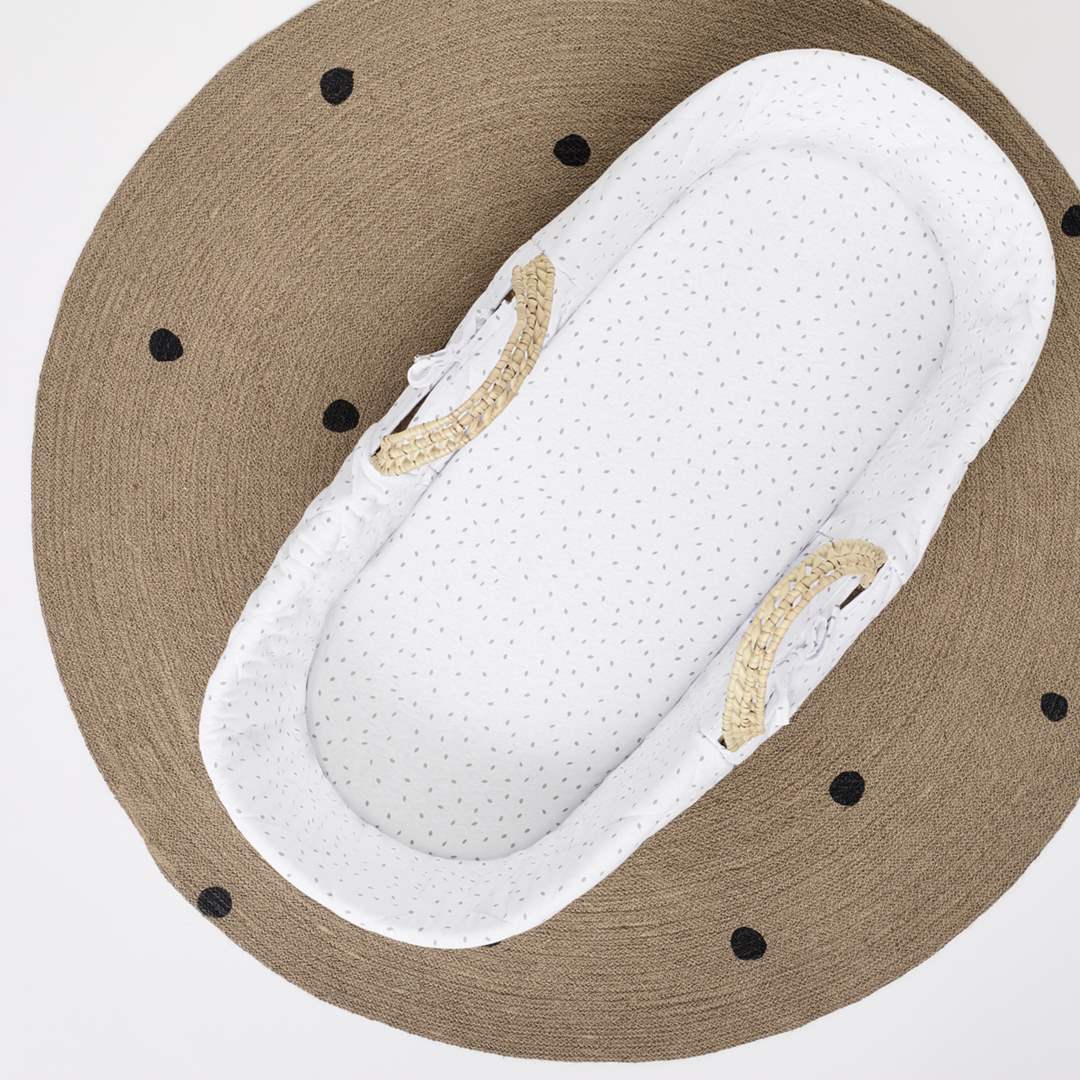  The Little Green Sheep Organic Moses Basket Fitted Sheet - White Rice、mySite、merchandisen