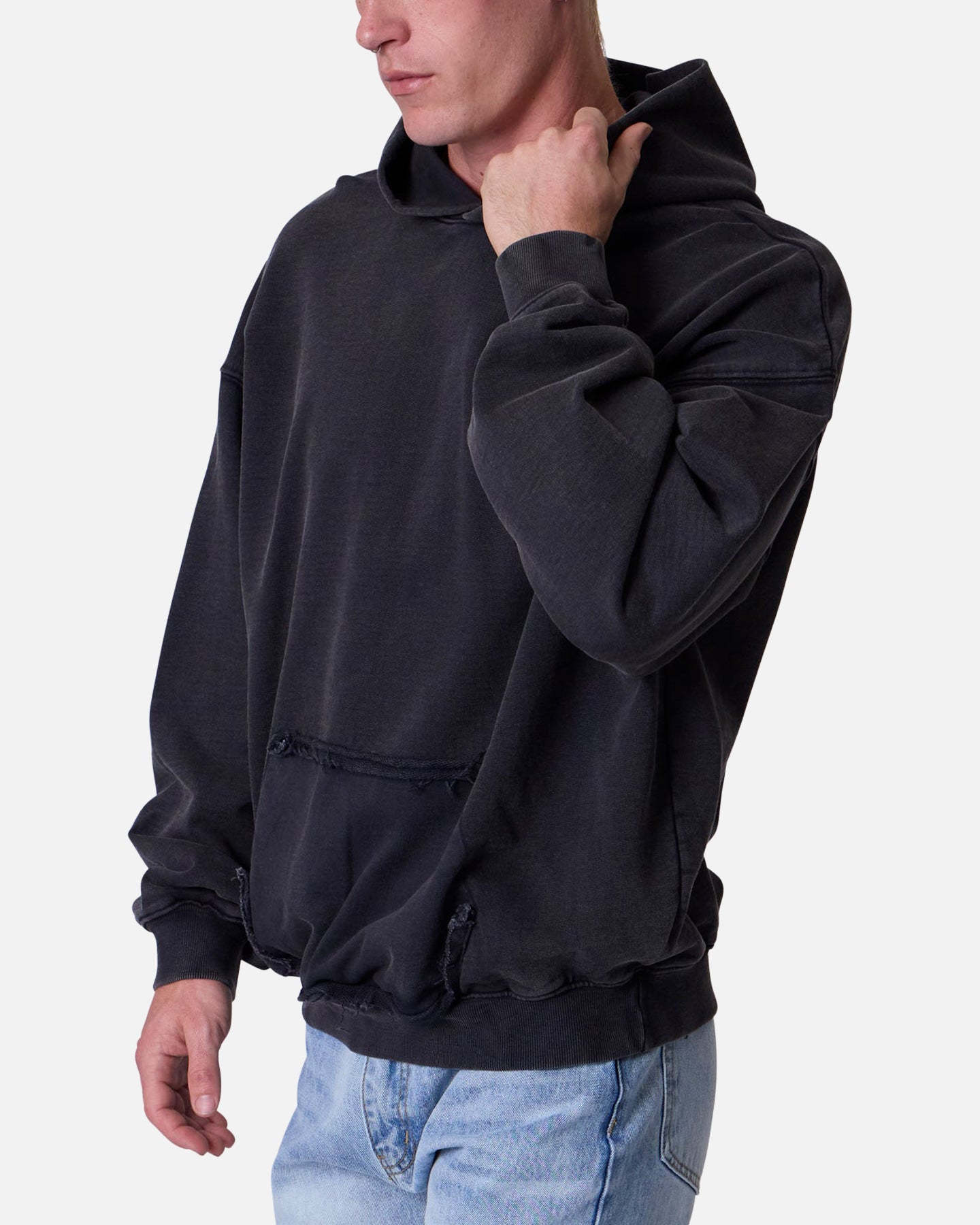 MNML Raw Stitch Hoodie Black、mySite、zt4zffjzw