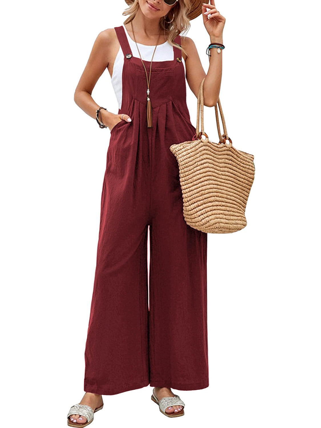  Full Size Square Neck Wide Strap Overalls、mySite、justintrudeaud