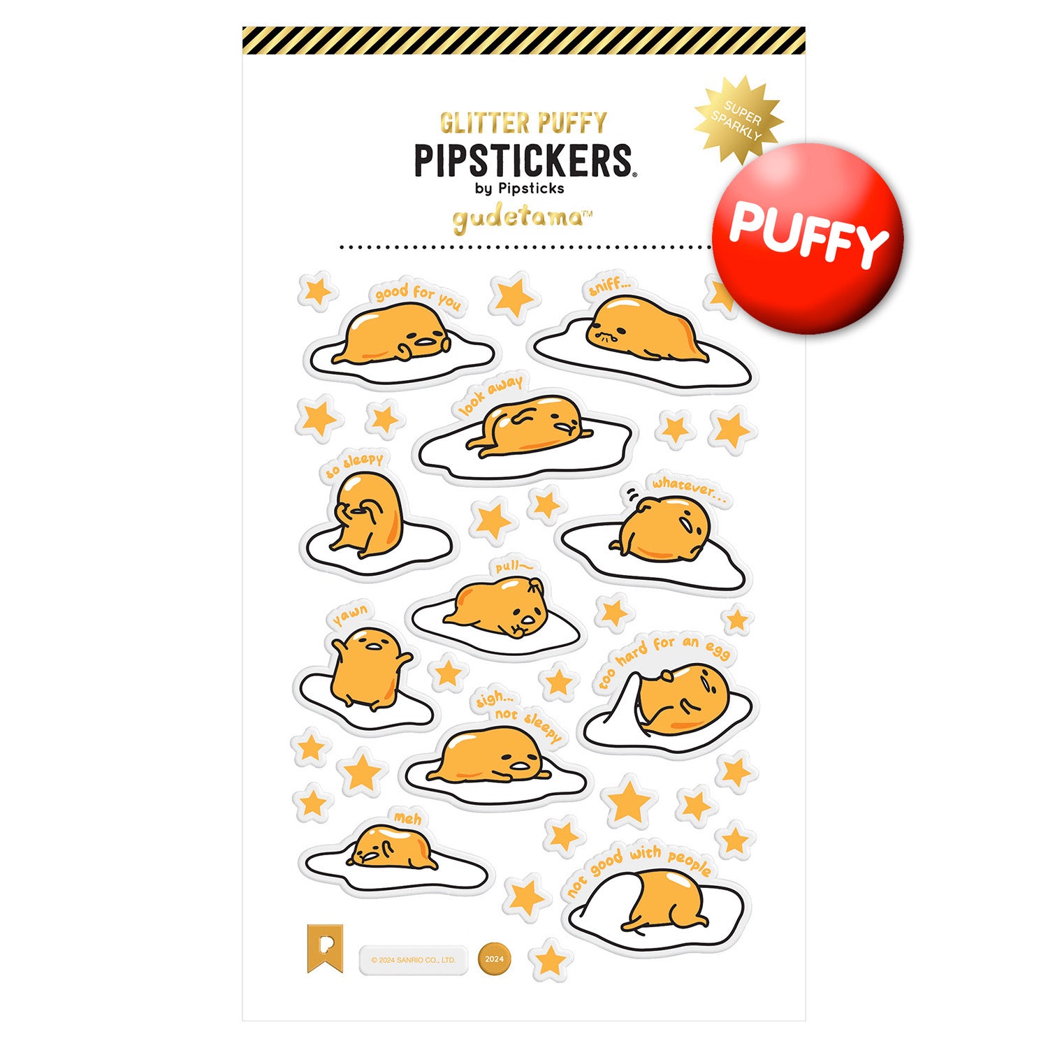  Gudetama Gude Vibes Only Glitter Puffy Stickers、mySite、ghnorth