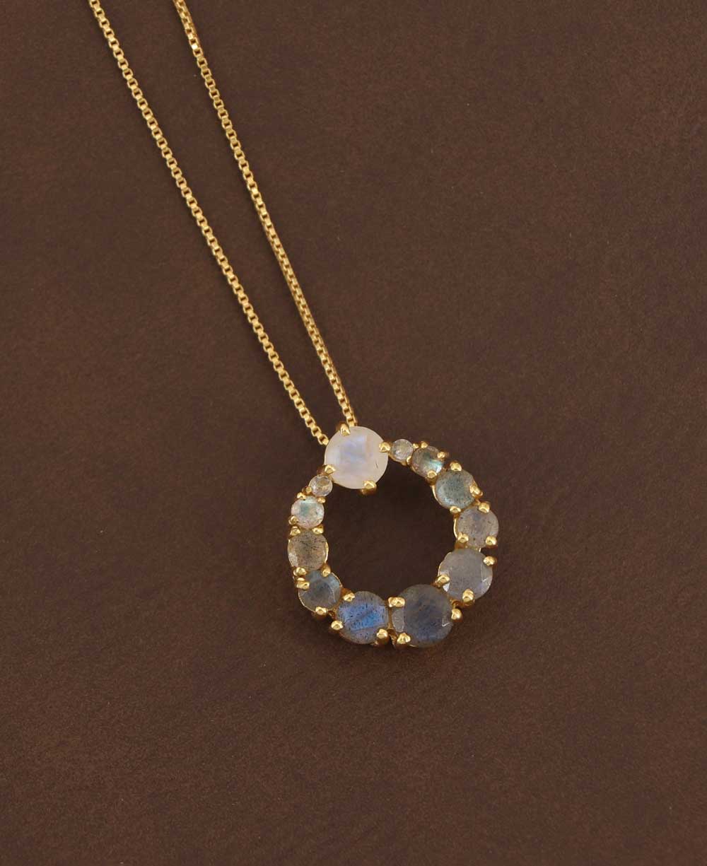 Labradorite Circle Gold Plated Necklace、mySite、topwebapps