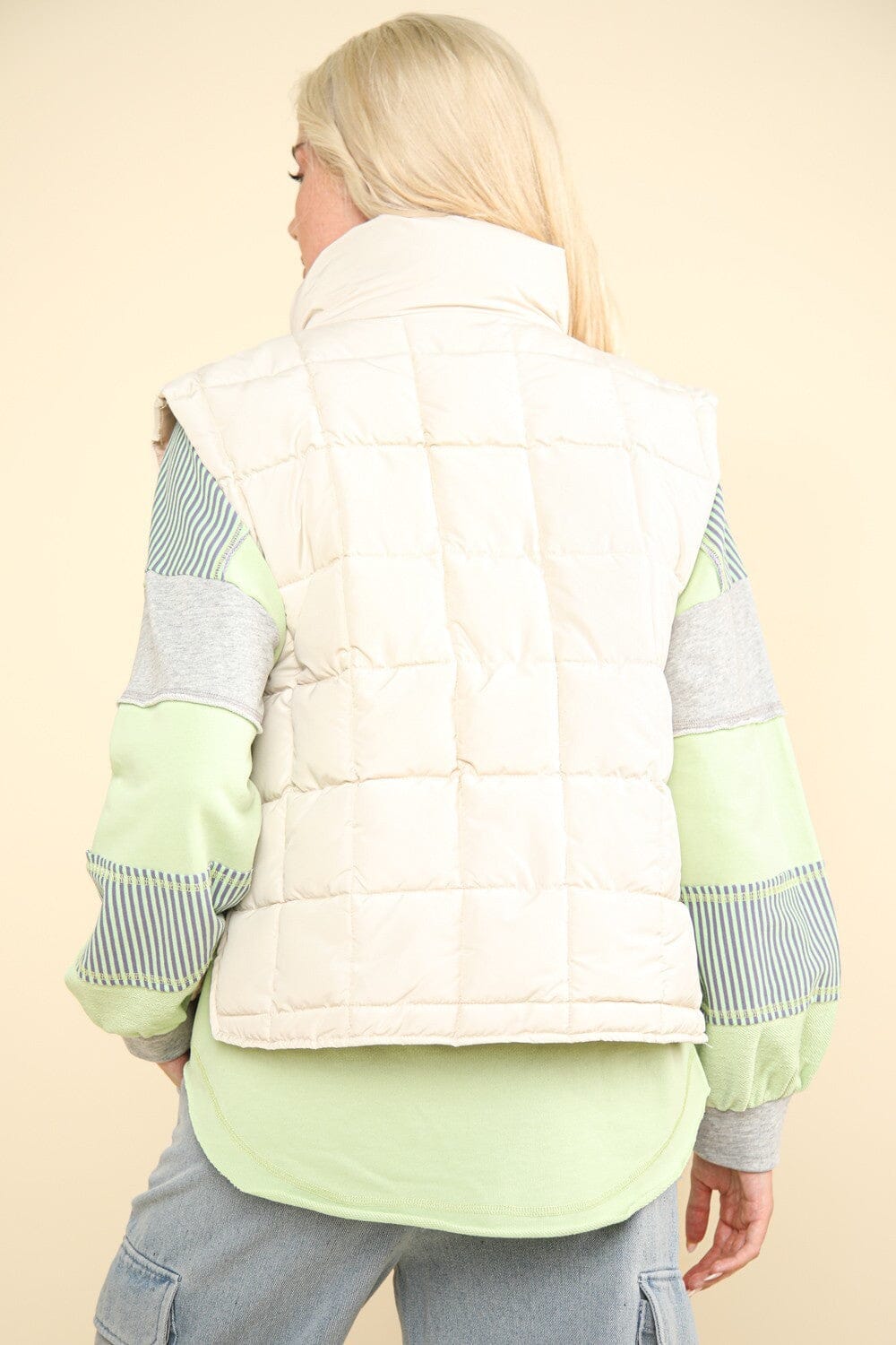 VERY J Zip Up Puffer Padded Warm Vest、mySite、camillekostekn