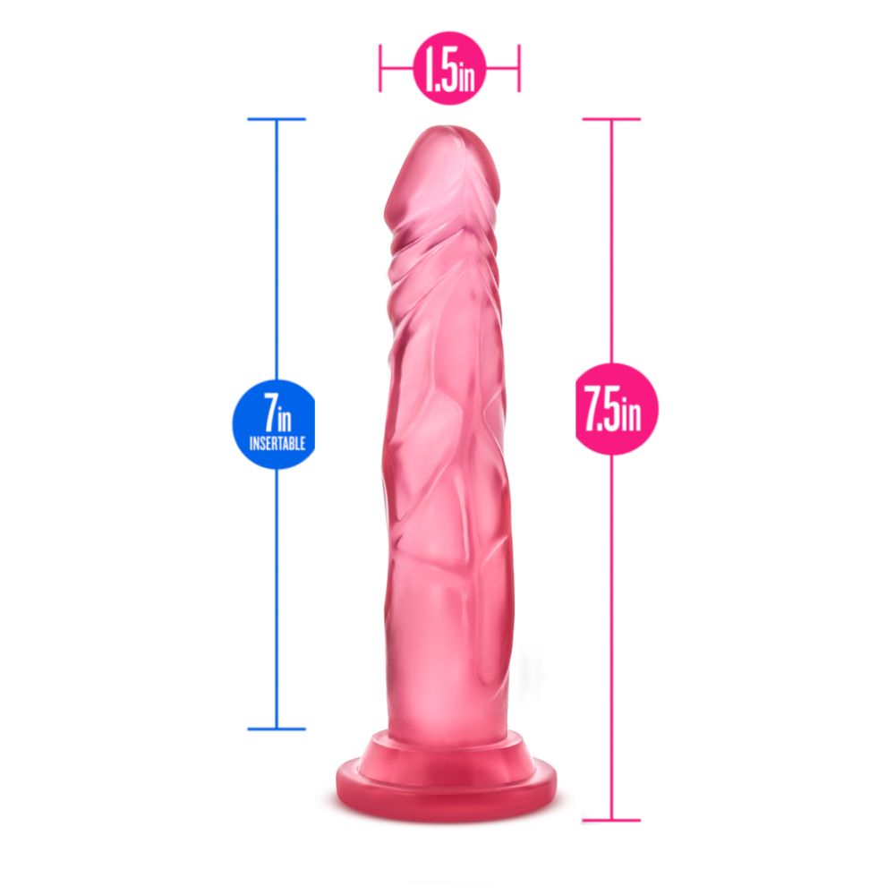 B Yours By Blush® | Sweet N' Hard 5 Realistic Pink 7.5-Inch Long Dildo With Suction Cup Base、mySite、bottomscart
