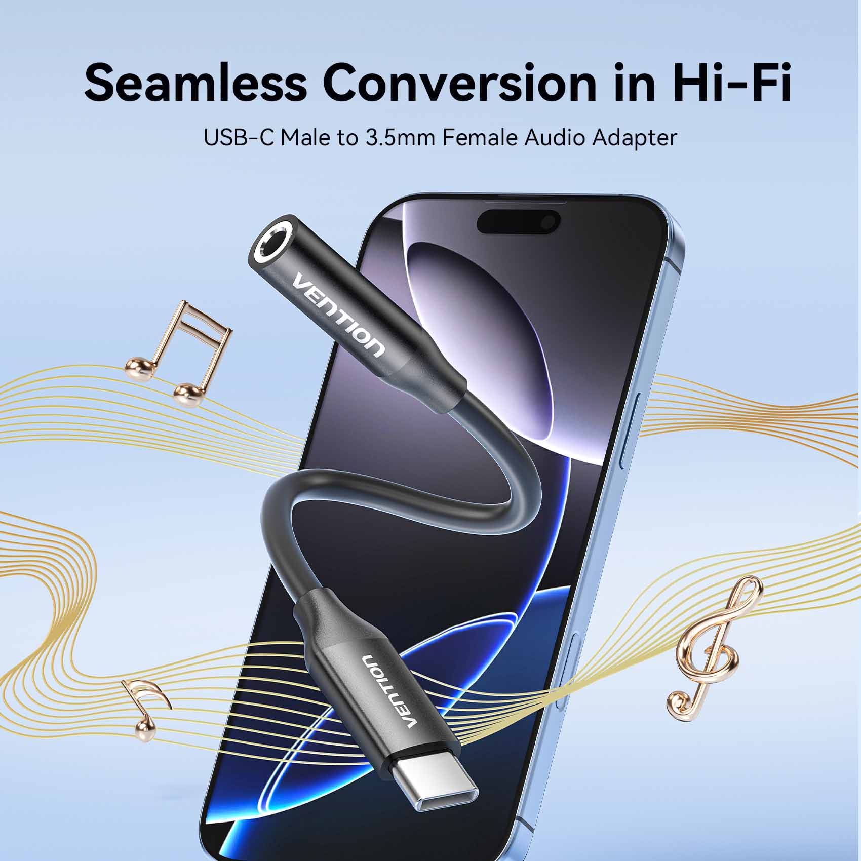 Vention USB-C Male to 3.5mm Female Audio Adapter、mySite、fannypackpong