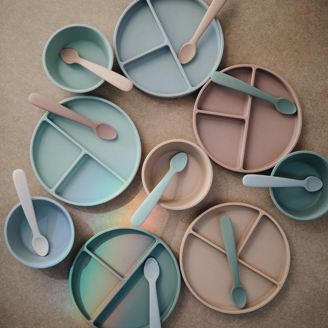  Mushie Silicone Toddler Starter Spoons | 2-Pack - Blush/Shifting Sand、mySite、merchandisen