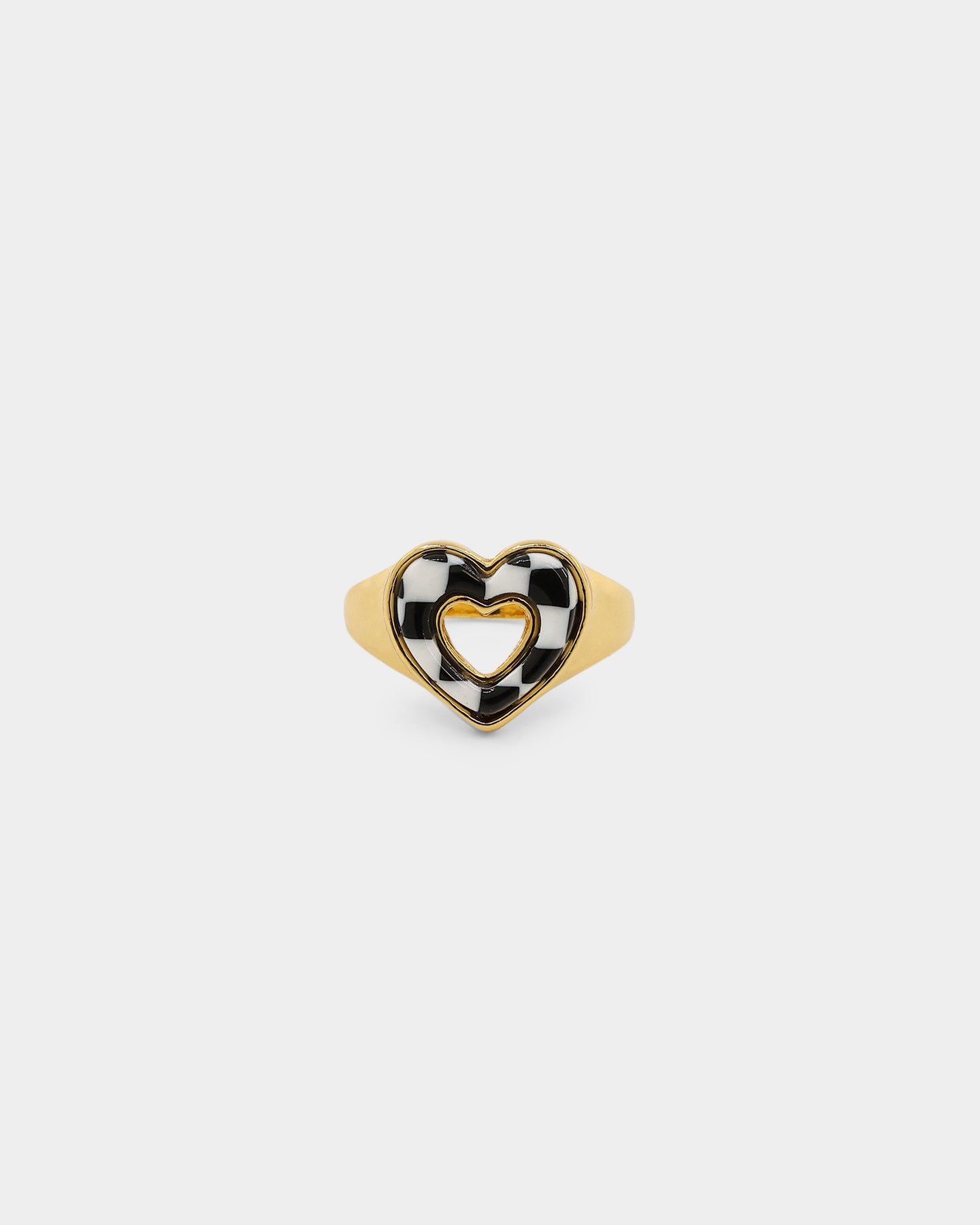 Raising Hell Checkered Heart Ring Gold/Black、mySite、zt4zffjzw