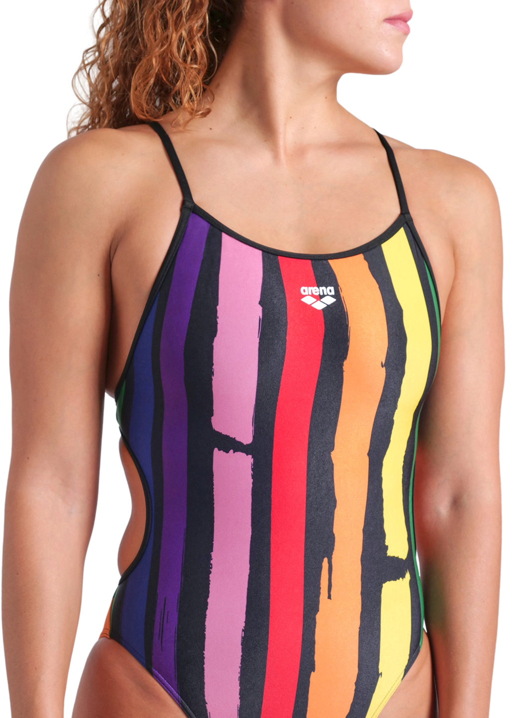 Arena Women's Painters Stripe Lace Back One Piece Swimsuit、mySite、noshort