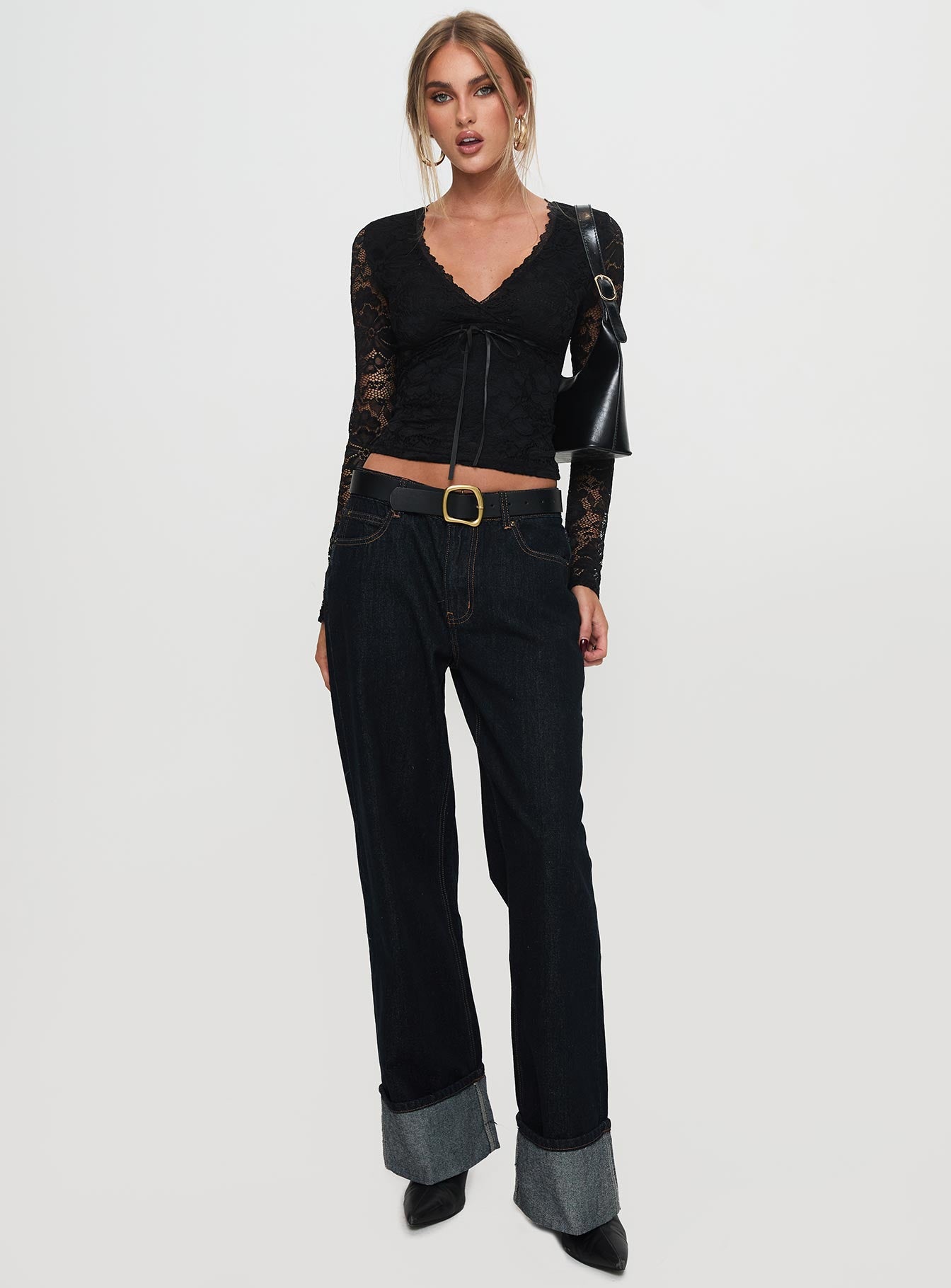 Temptation Incoming Long Sleeve Lace Top Black、mySite、solidvoid