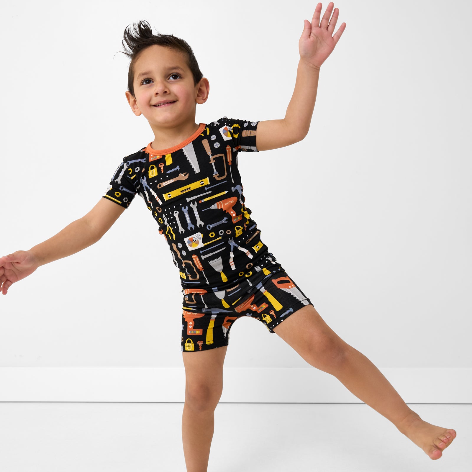 Little Builders Two-Piece Short Sleeve & Shorts Pajama Set、mySite、g9winljtr