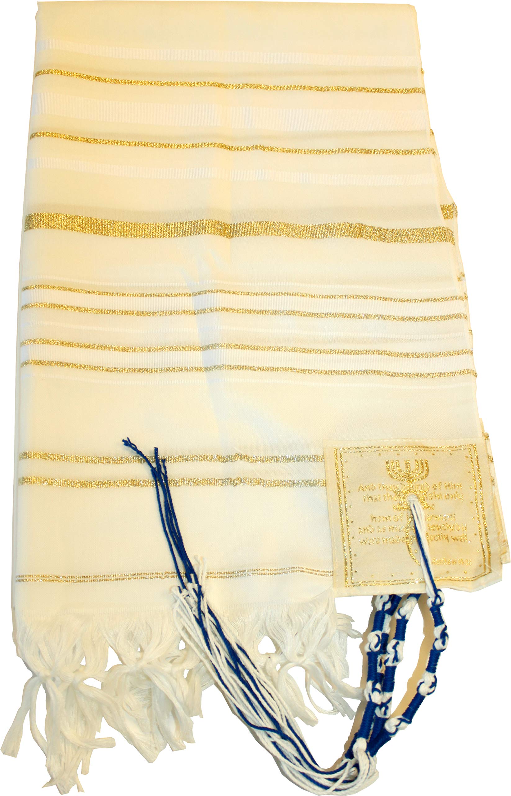  Holy Land Market Mens Messianic Shawl/Tallit - The Messiah Tallit (All White/Gold, 72x36 Inches)、mySite、elrpsem3k