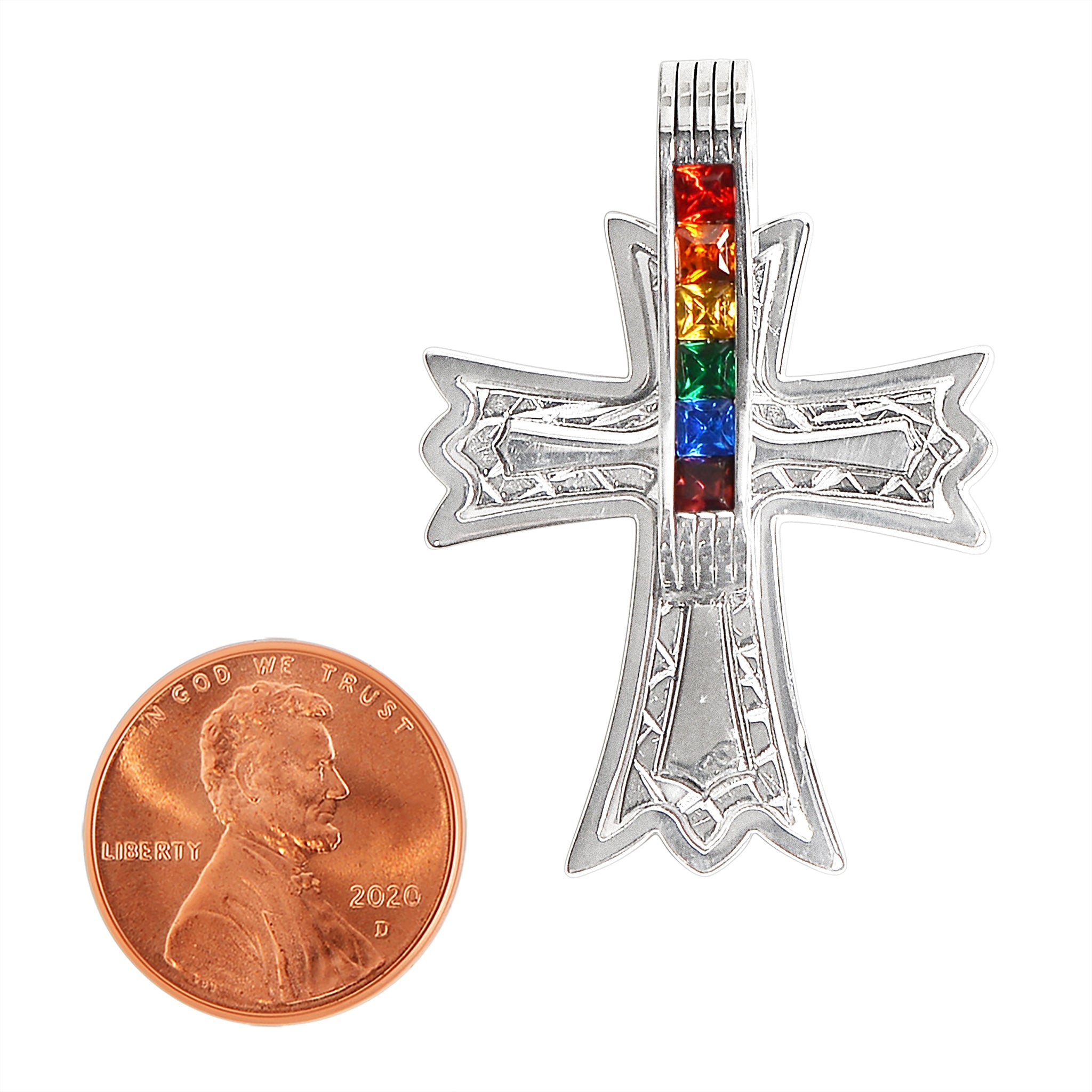 Stainless Steel Cubic Zirconia Rainbow Cross Pendant / GPP0083、mySite、dreamappss