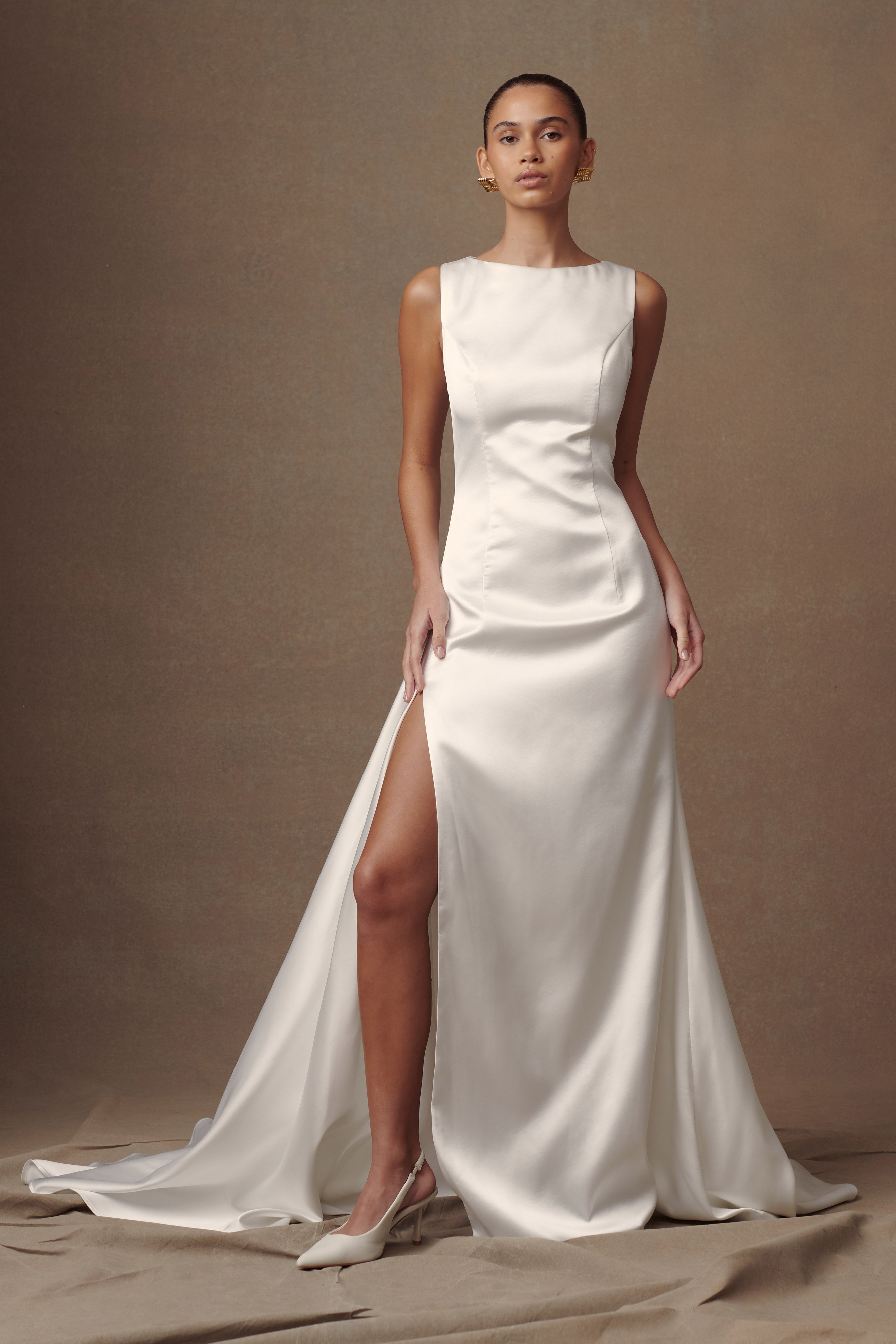 Fontanne Satin Wedding Gown - White、mySite、solidvoid