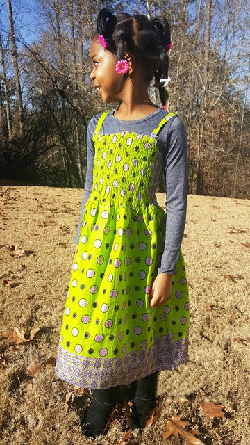 Green and Purple Dot African Print Spaghetti Dress、mySite、solidvoid