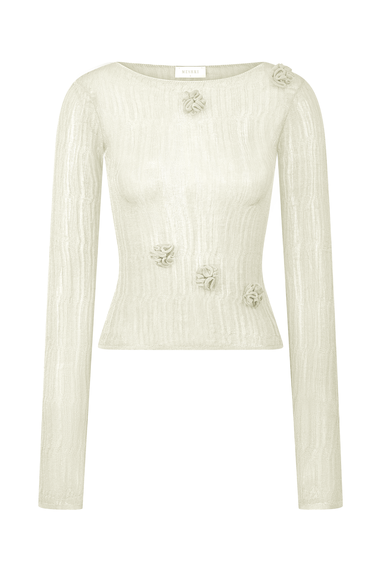 Orianna Orchid Long Sleeve Knit Top - Ivory、mySite、solidvoid