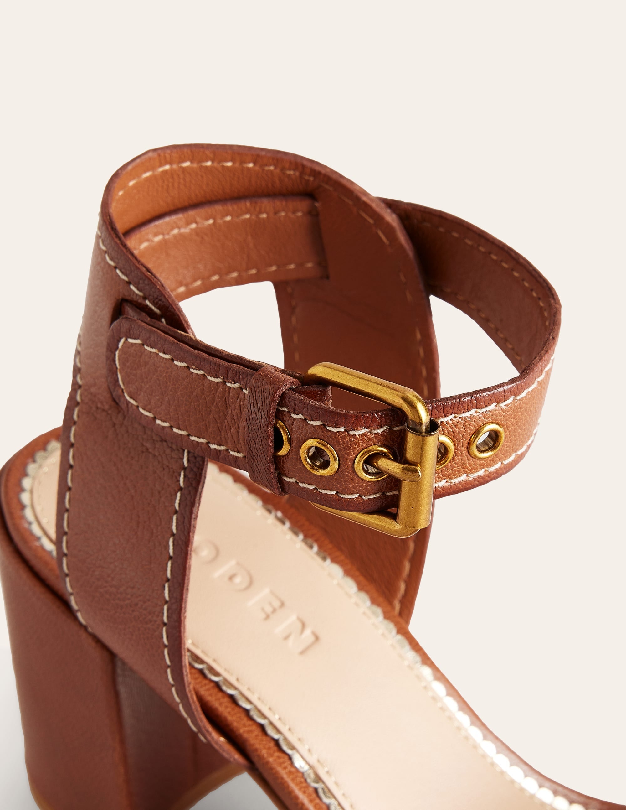  Ankle Strap Heeled Sandals-Tan Leather、mySite、ashleygrahame