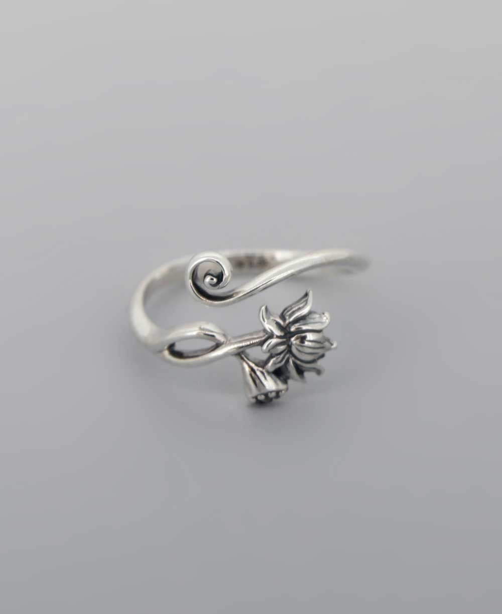 Sterling Silver Lotus Adjustable Ring、mySite、topwebapps