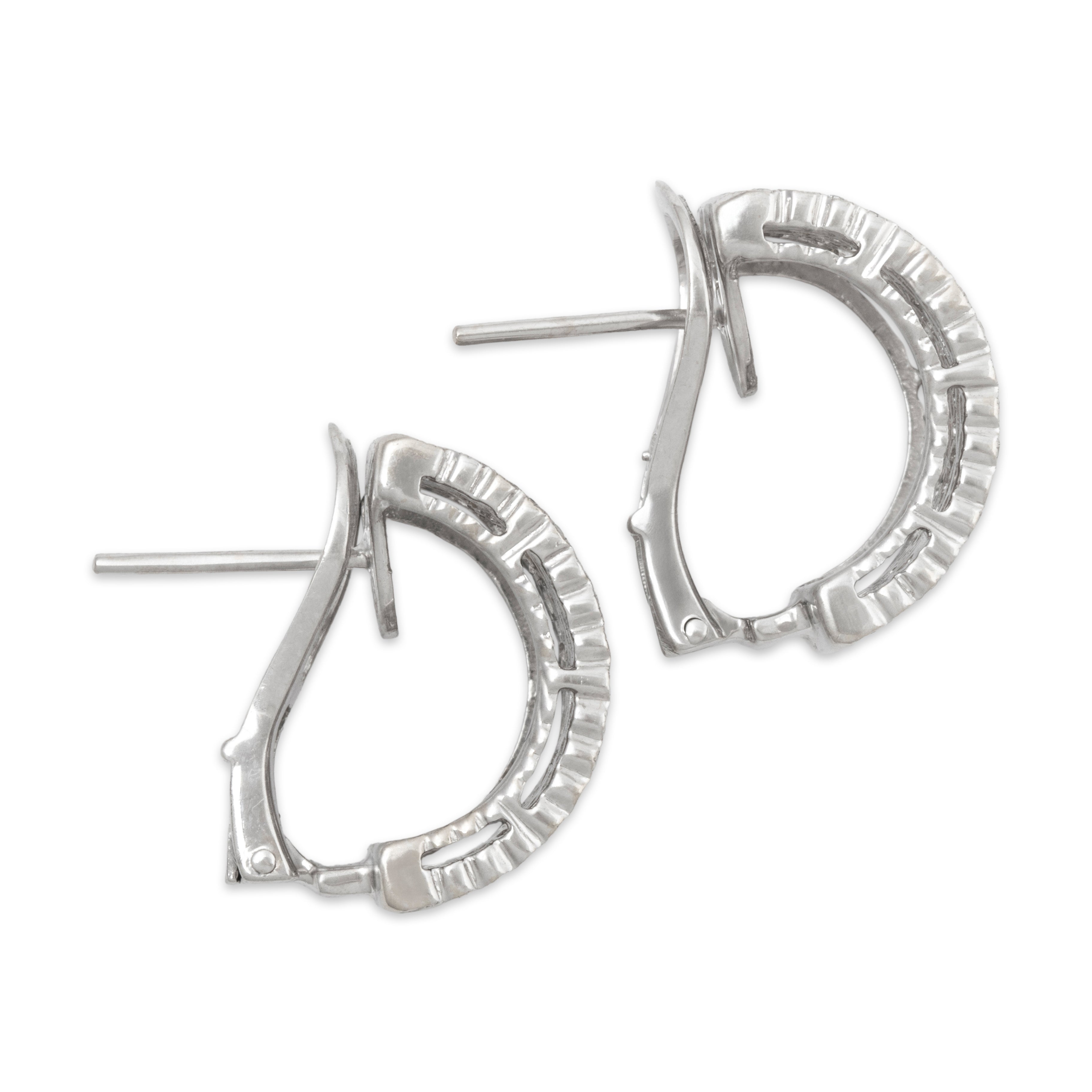 Vintage 18k White Gold .69cttw Diamond Wonderful Openwork Cuff Earrings、mySite、hinf8tx79