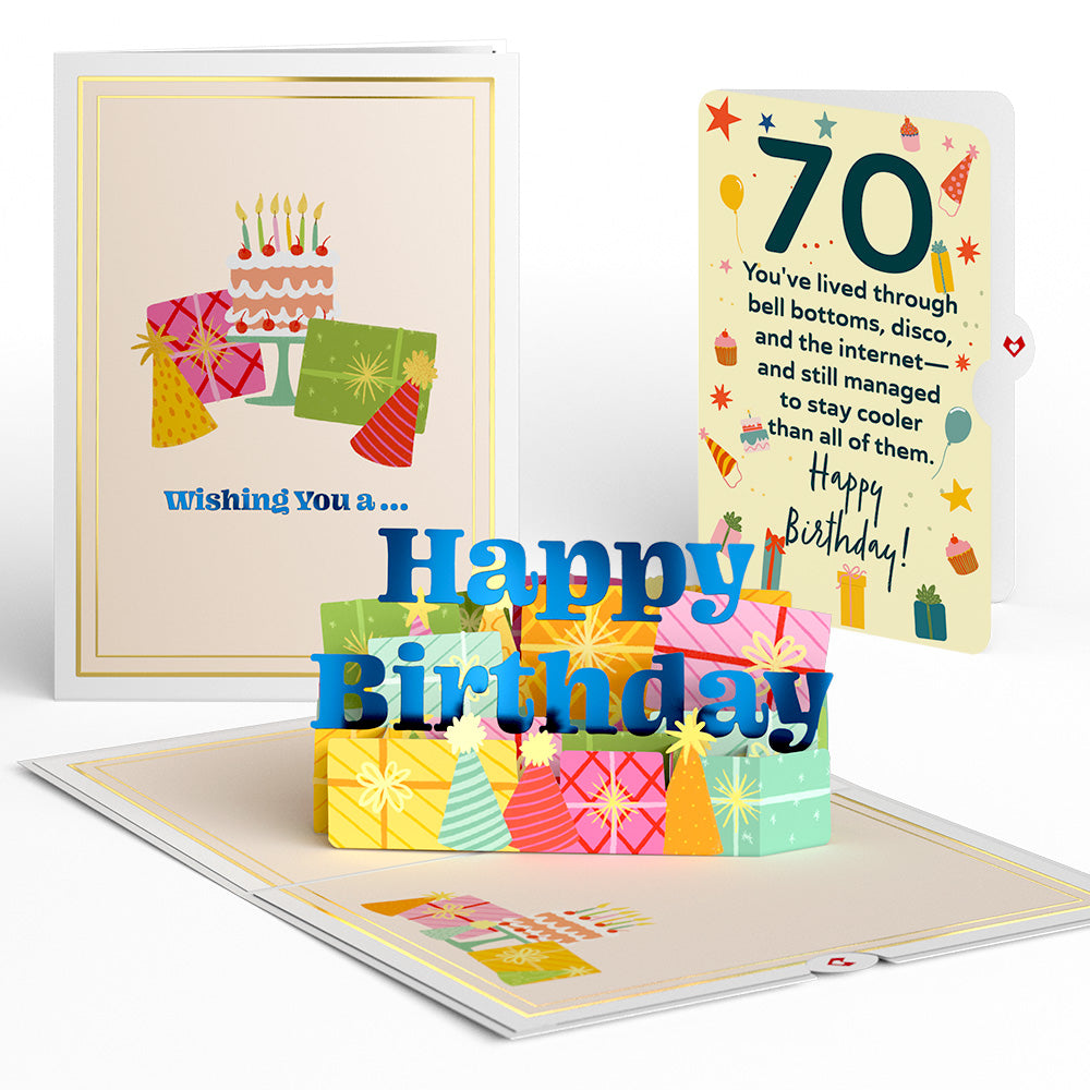 Wishing You a Happy 70th Birthday Pop-Up Card and Sentiment Set、mySite、solidvoid