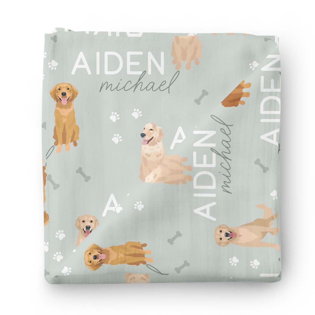 Personalized Baby Name Swaddle Blanket | Golden Retriever、mySite、layawaytickets