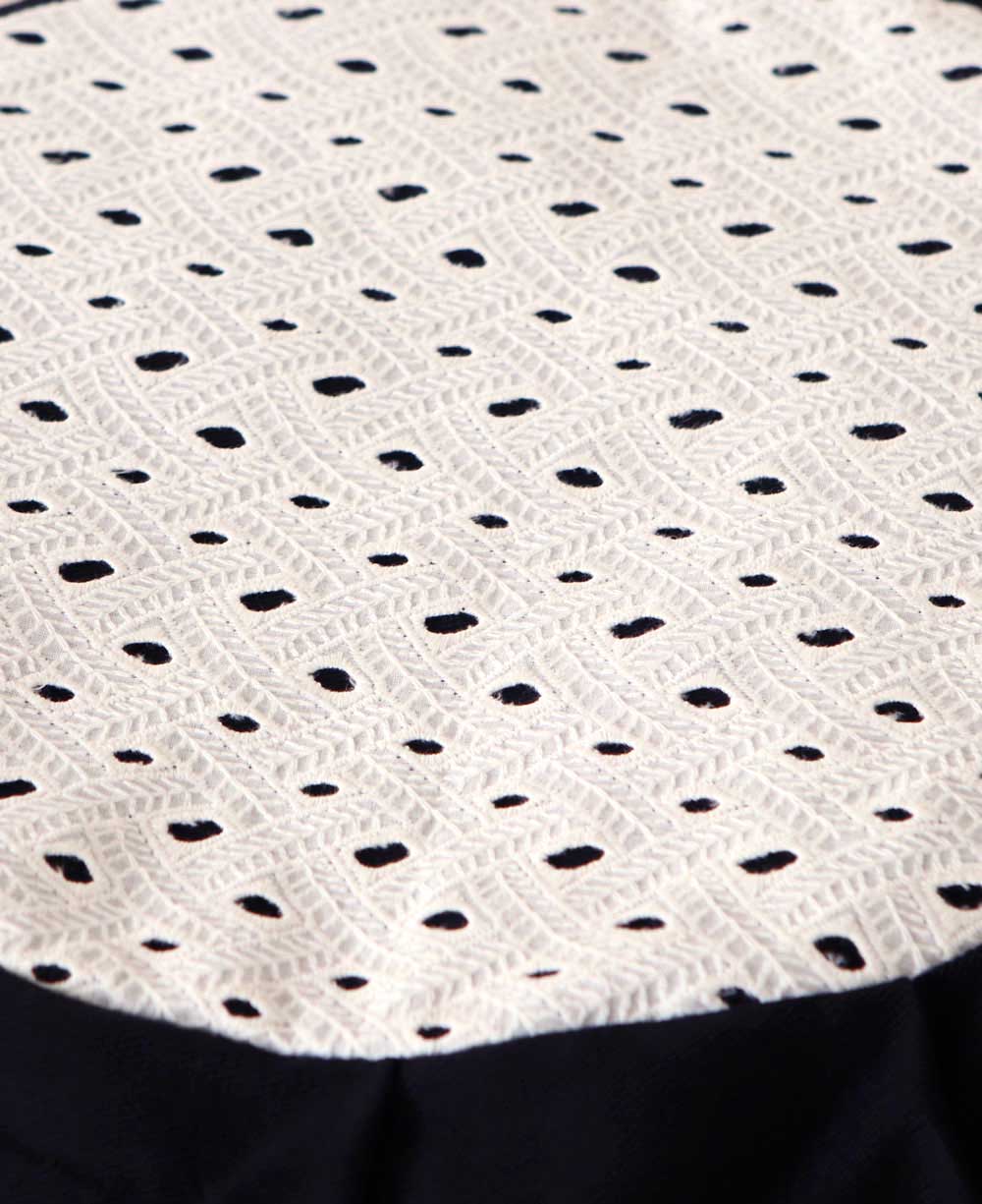 White Eyelet with Black Base Zafu Meditation Cushion、mySite、topwebapps