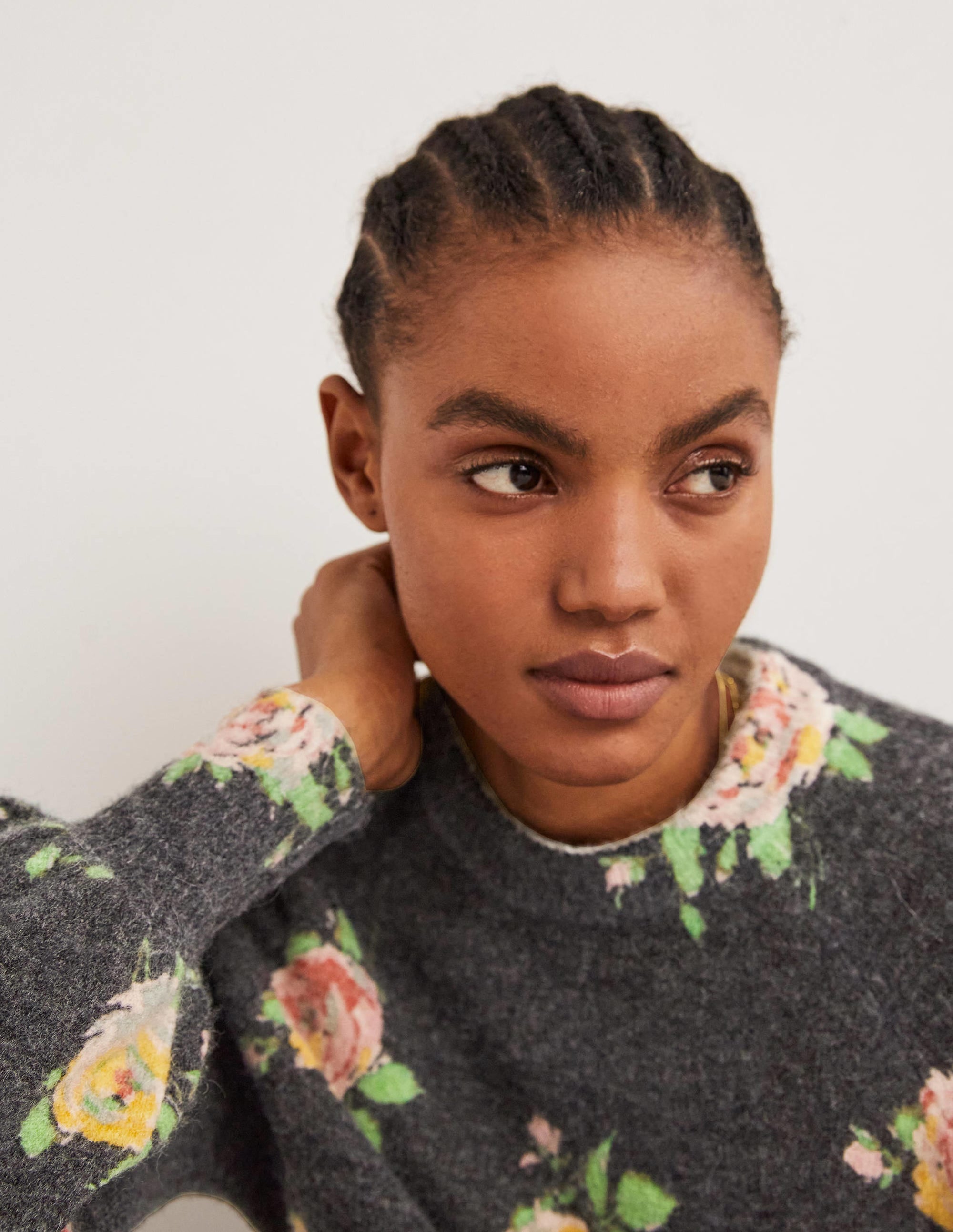  Blouson Sleeve Fluffy Sweater-Black, Painterly Rose、mySite、ashleygrahame