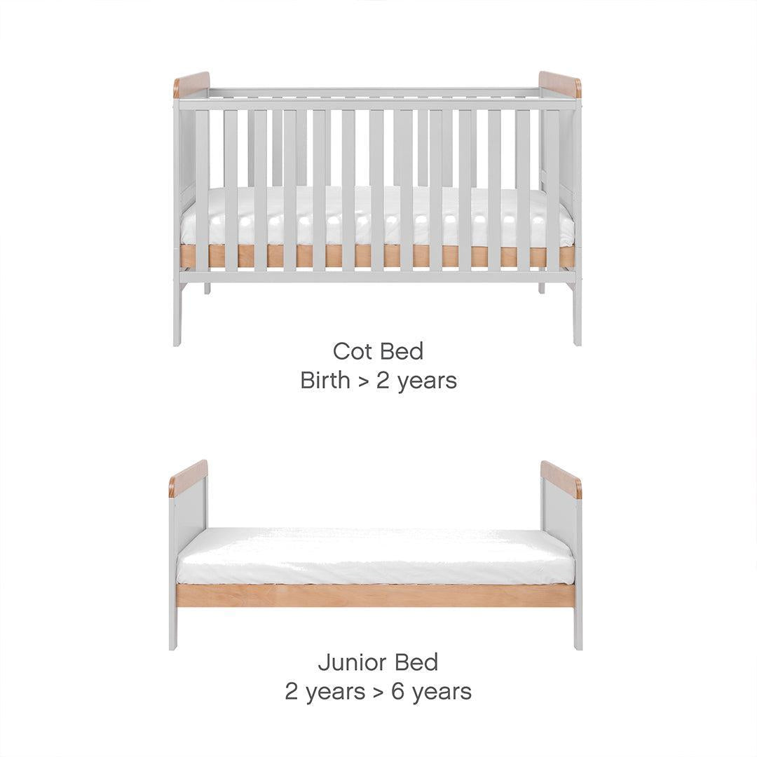  Tutti Bambini Rio Cot Bed with Cot Top Changer & Mattress - Dove Grey/Honey Oak、mySite、merchandisen
