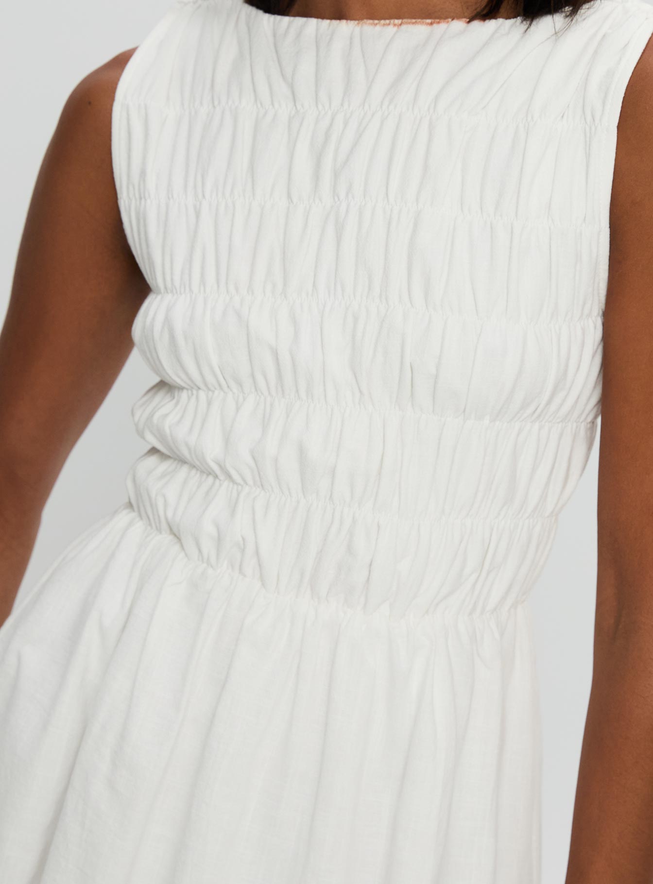 Melona Shirred Mini Dress White、mySite、solidvoid