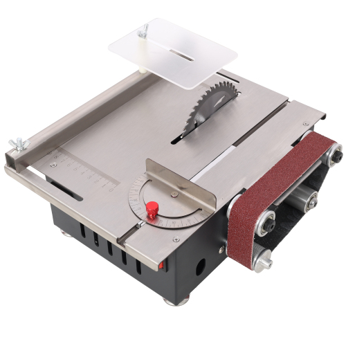 Mini Table Saw,Belt Sander, stainless steel top,4pcs Blades,10pcs Sanding Blet,7 Gear Adjustable 0-90° Angle, Available for Wood/PCB/Acrylic/Plastic,DIY Model Crafts Cutting Tool、、eastwooduniform