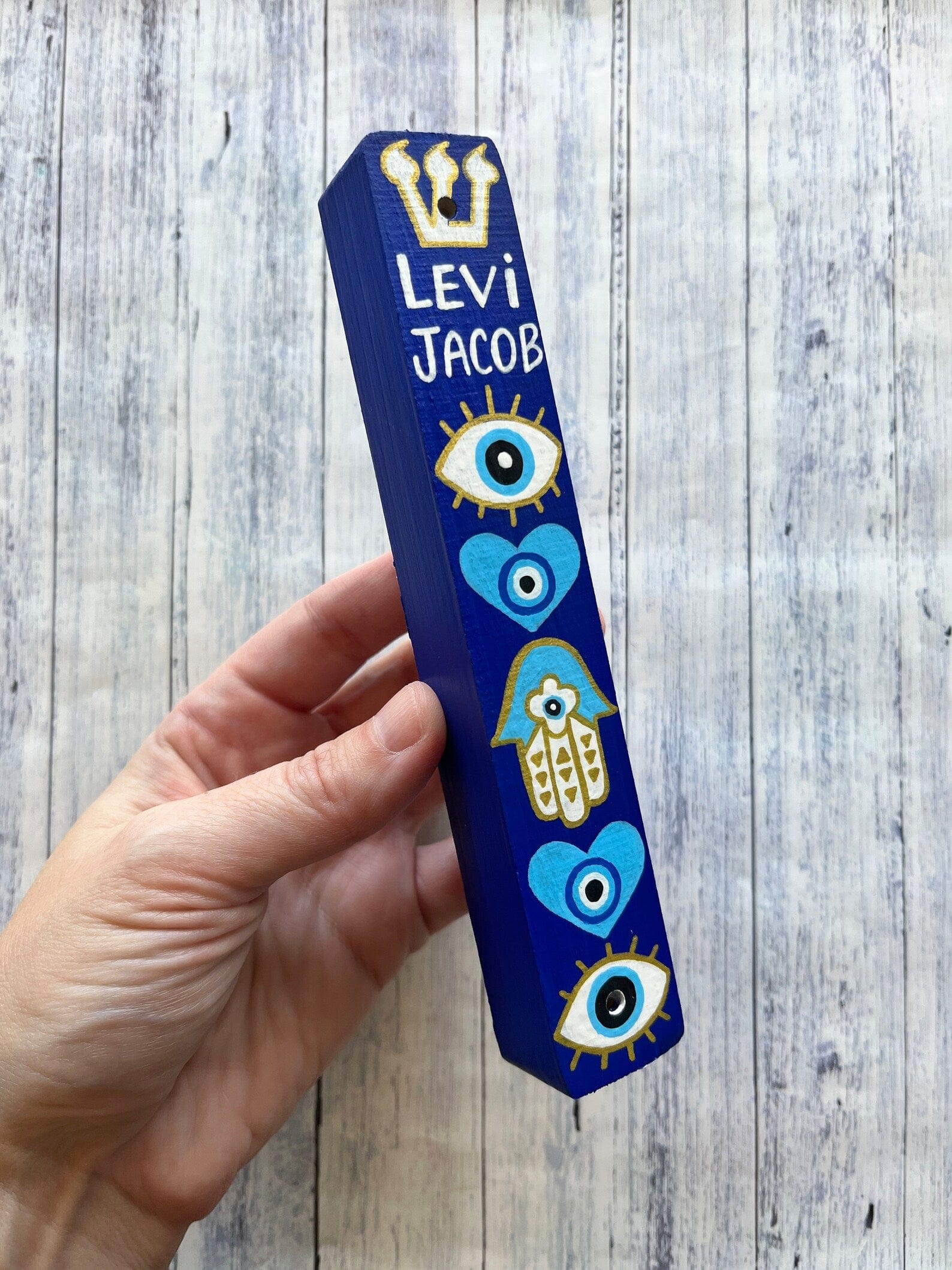 Personalized Evil Eye Mezuzah - Cobalt Blue、mySite、topwebapps