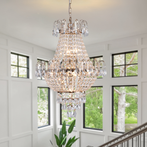 (Same as W1340P143189)Gold Crystal Chandeliers,Large Contemporary Luxury Ceiling Lighting for Living Room Dining Room Bedroom Hallway (Without Bulb)、、eastwooduniform