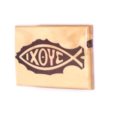 Holy Land Market Early Christianity Fish Symbol The Ichthys - Icon Magnet - Olive Wood (6x4 cm or 2.4x1.6 inches)、mySite、topwebapps