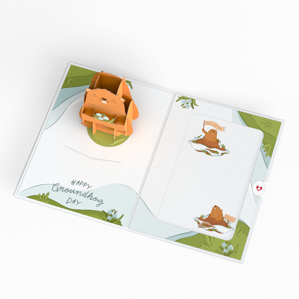 Happy Groundhog Day Card with Pop-Up Gift、mySite、solidvoid