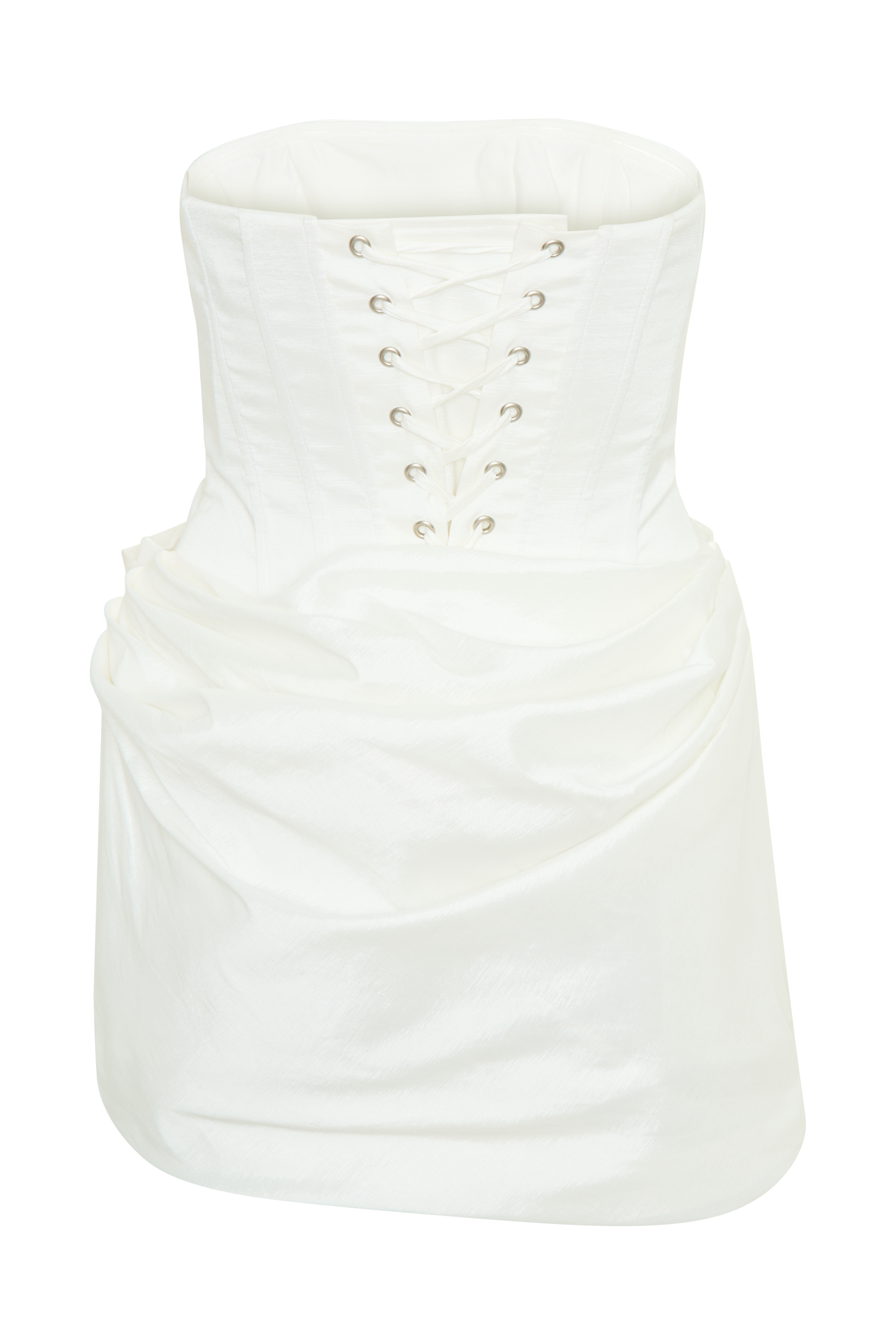 Sasha Taffeta Strapless Corset Mini Dress - White、mySite、solidvoid