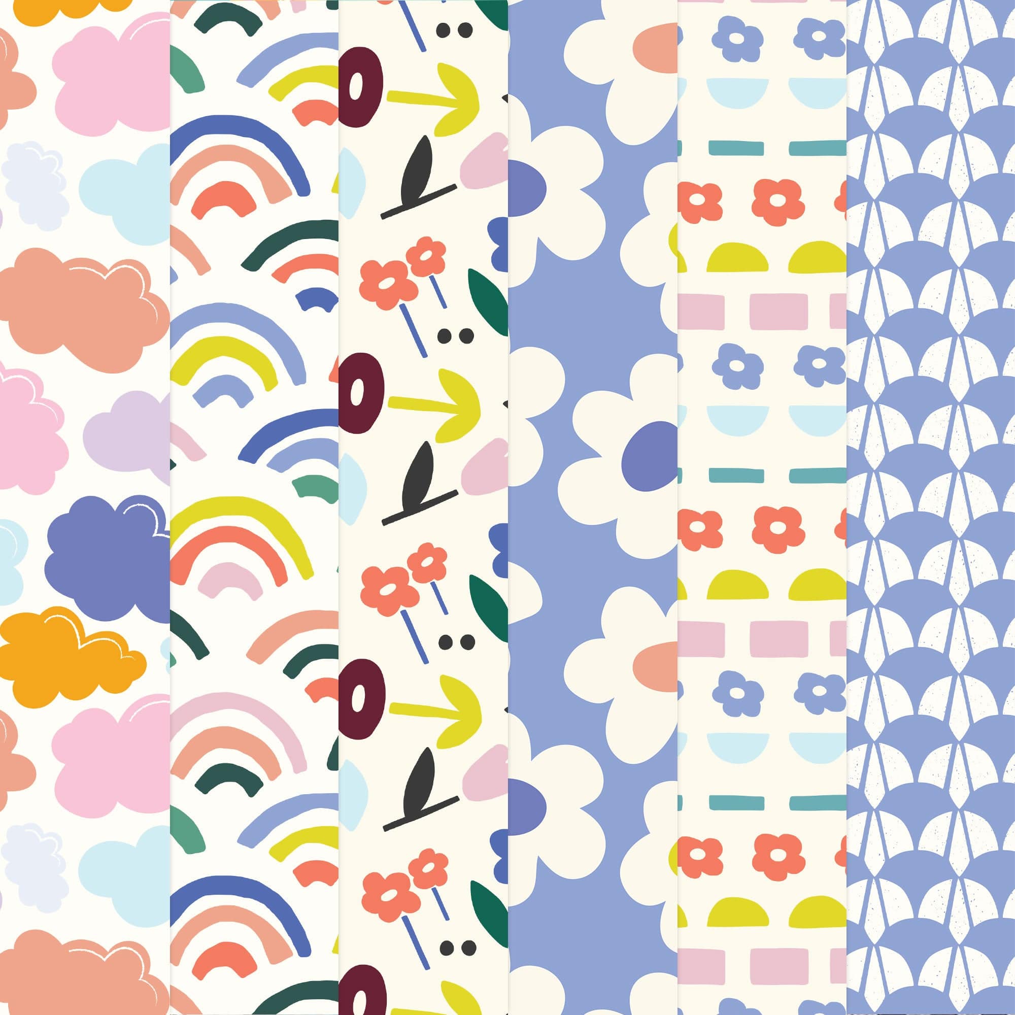  Rainbow & Clouds Pattern 12 x 12 Scrapbook Paper Set、mySite、ghnorth