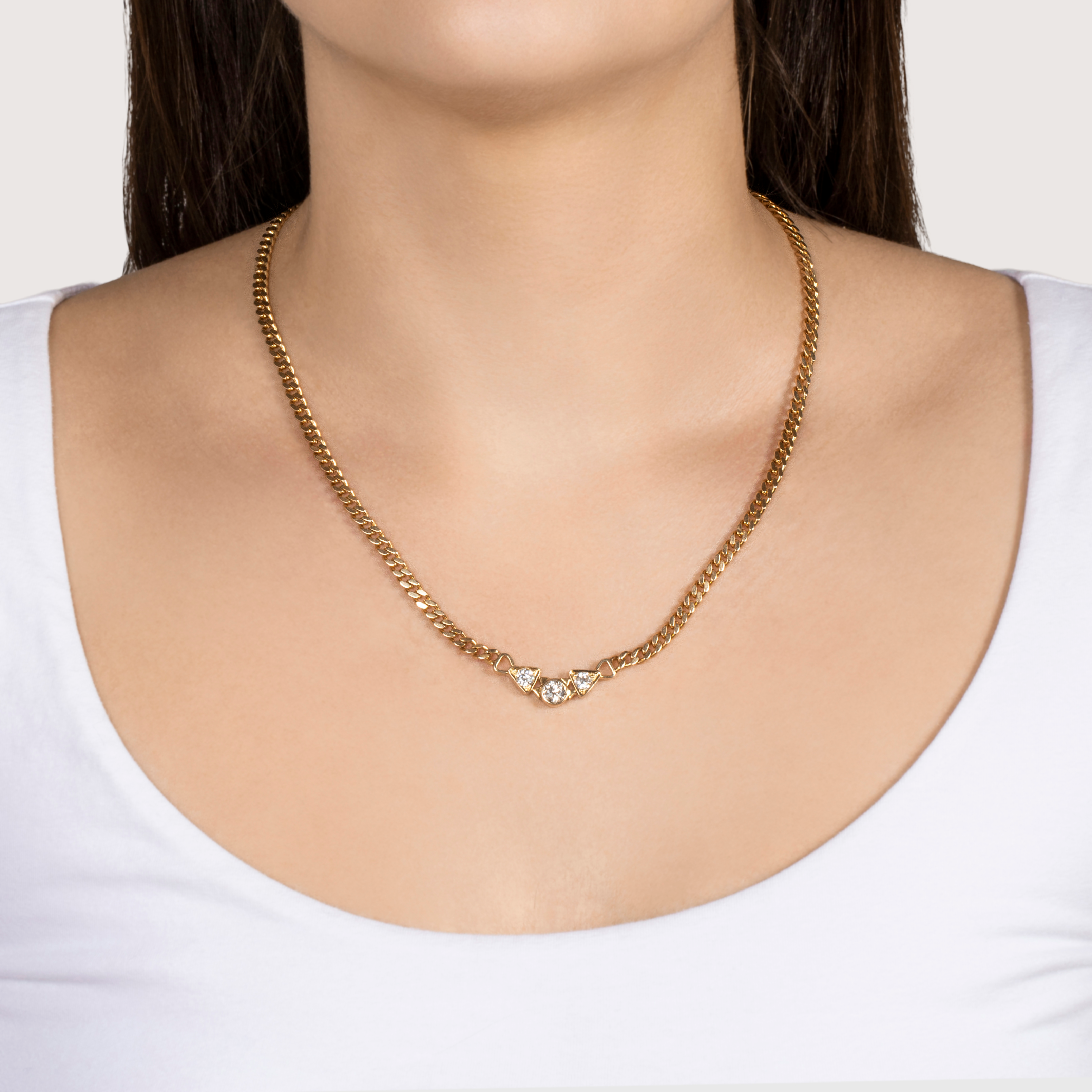 Vintage Italian 14k Yellow Gold 1.1cttw Old Mine Diamond Curb Link Necklace 19、mySite、hinf8tx79