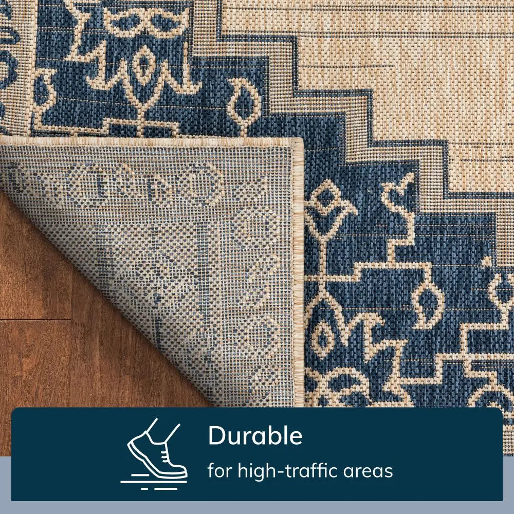 Mani Oriental Medallion Indoor Outdoor Blue Flatweave Rug、mySite、gigharbornorthrealestate