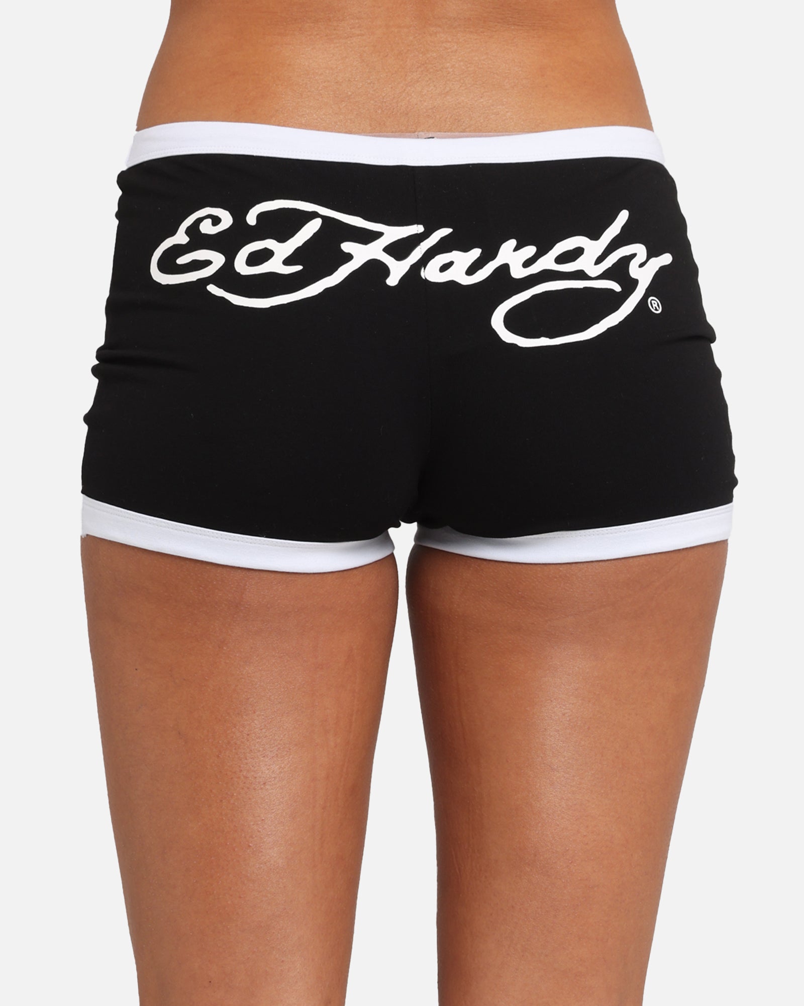 Ed Hardy Women's Logo Mini Shorts Black/White、mySite、zt4zffjzw