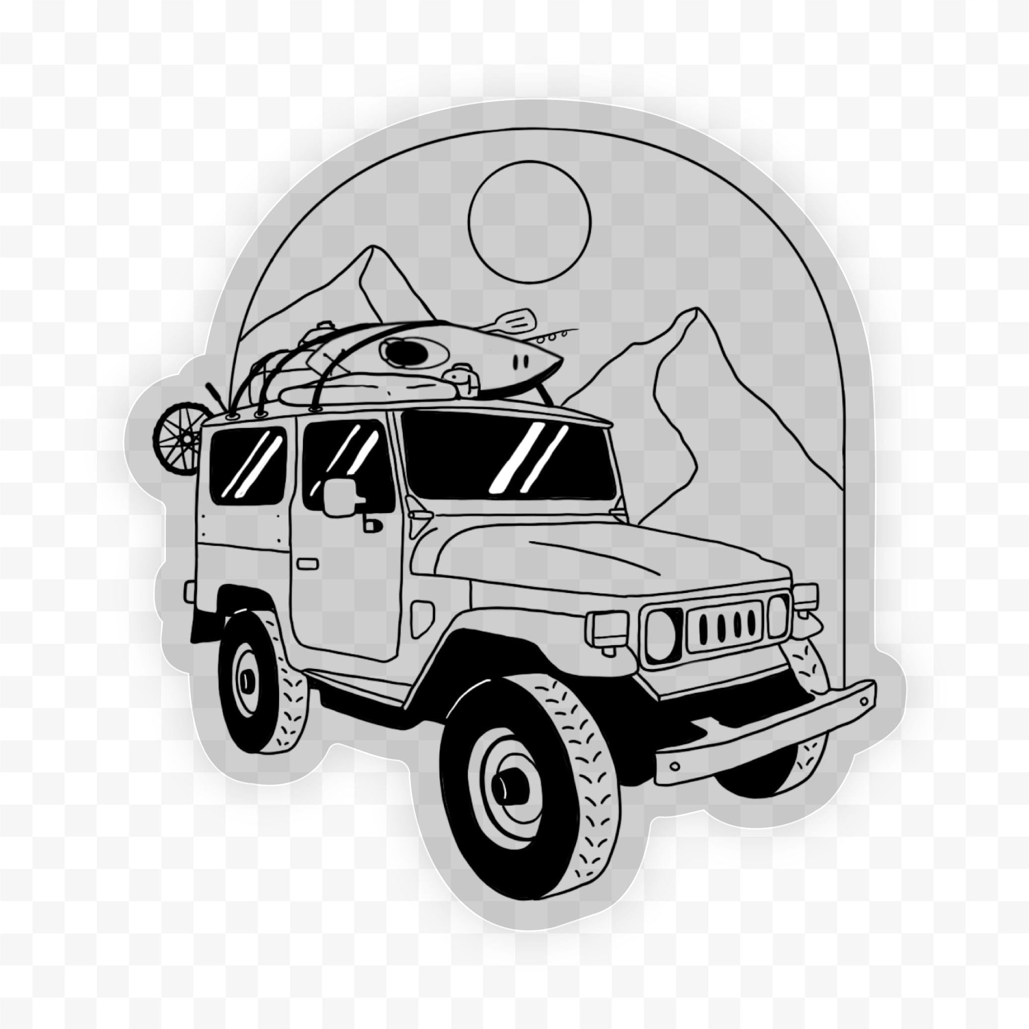  Black And White Camping Jeep Clear Sticker、mySite、ghnorth