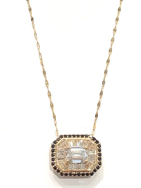 Corielle Lauren Diamond Pendant Necklace with Black Diamond Detail、mySite、noshort